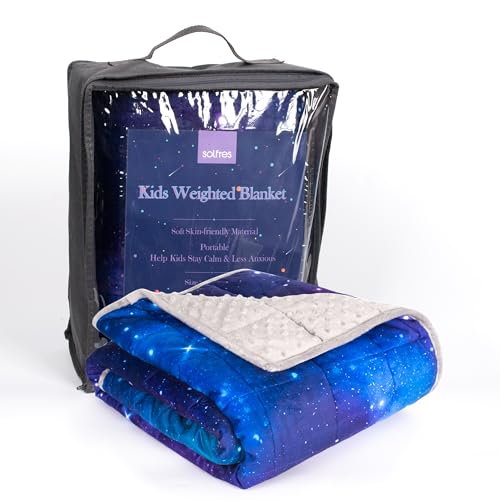 Solfres 3lbs Weighted Blanket, 36 x 48 Inches, Printing Heavy Blanket 3 Pounds for Children and Teens Ultra Soft and Cozy, Stars, Sensory Items, Nebula Galaxy