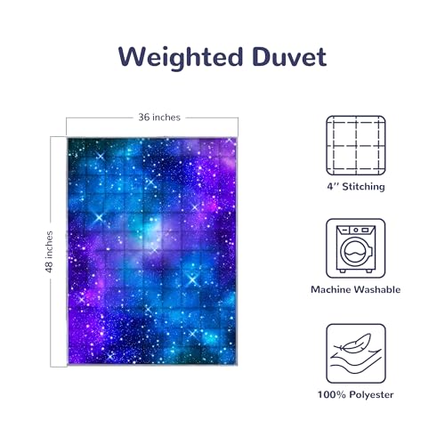 Solfres 3lbs Weighted Blanket, 36 x 48 Inches, Printing Heavy Blanket 3 Pounds for Children and Teens Ultra Soft and Cozy, Stars, Sensory Items, Nebula Galaxy