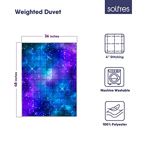 Solfres 3lbs Weighted Blanket, 36 x 48 Inches, Printing Heavy Blanket 3 Pounds for Children and Teens Ultra Soft and Cozy, Stars, Sensory Items, Nebula Galaxy