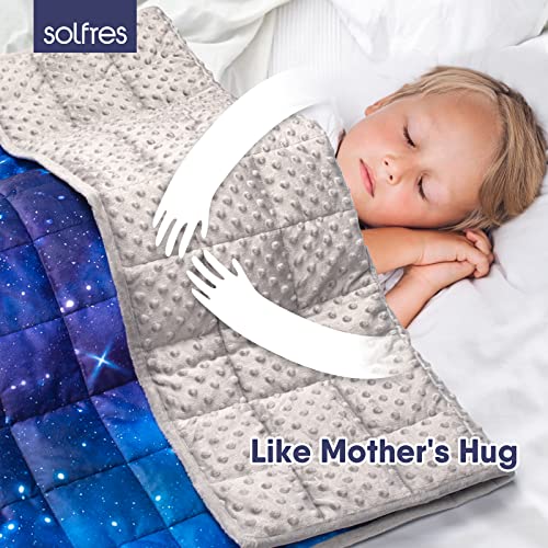 Solfres 3lbs Weighted Blanket, 36 x 48 Inches, Printing Heavy Blanket 3 Pounds for Children and Teens Ultra Soft and Cozy, Stars, Sensory Items, Nebula Galaxy