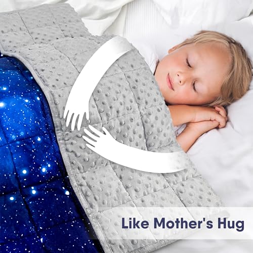 Solfres 3lbs Weighted Blanket, 36 x 48 Inches, Printing Heavy Blanket 3 Pounds for Children and Teens Ultra Soft and Cozy, Stars, Sensory Items, Nebula Galaxy