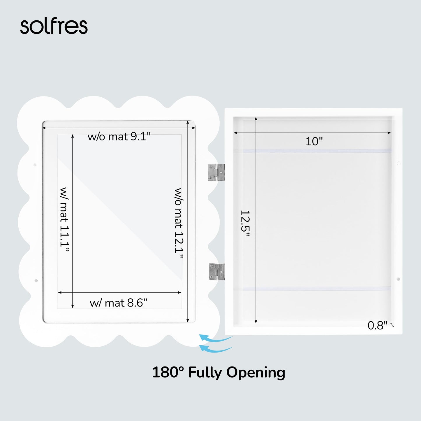 Solfres Kids Art Frames Front Opening 9x12 & 8.5x11 w/Mat, Kids Artwork Frames Changeable, Picture Frame with Storage Holds 150 Drawings, Display for Art Projects 3D Crafts, School Home Office, White