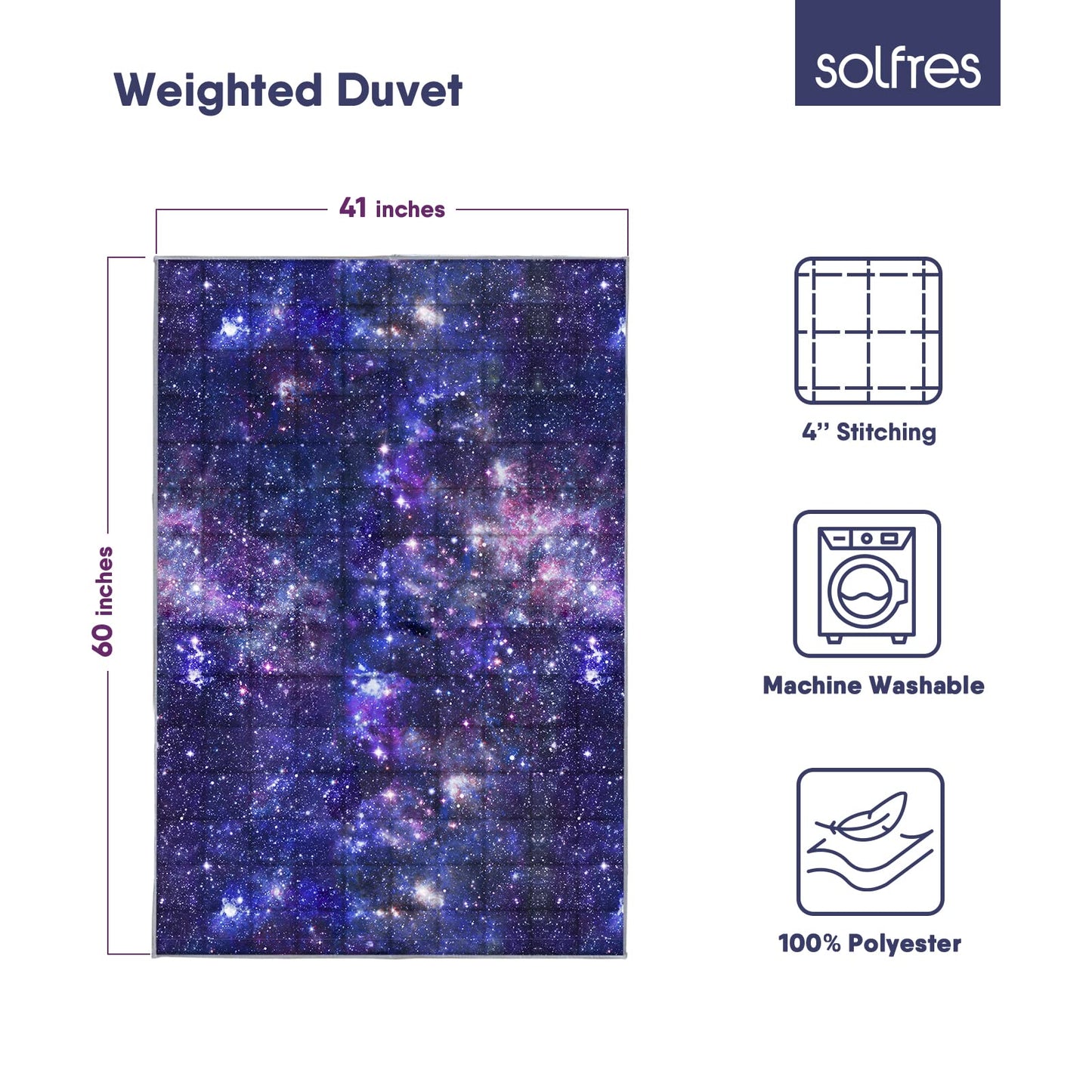 Solfres 3lbs Weighted Blanket, 36 x 48 Inches, Printing Heavy Blanket 3 Pounds for Children and Teens Ultra Soft and Cozy, Stars, Sensory Items, Nebula Galaxy