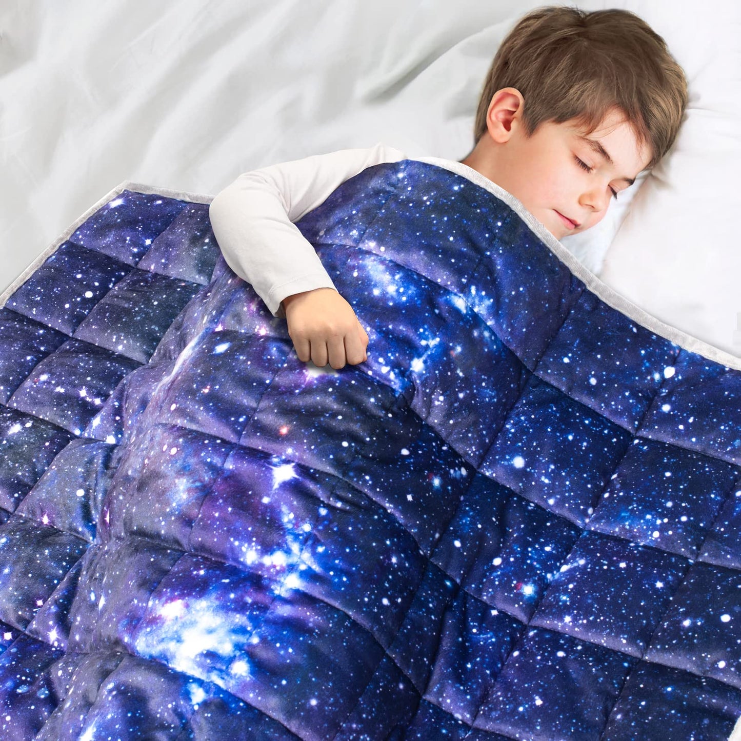 Solfres 3lbs Weighted Blanket, 36 x 48 Inches, Printing Heavy Blanket 3 Pounds for Children and Teens Ultra Soft and Cozy, Stars, Sensory Items, Nebula Galaxy