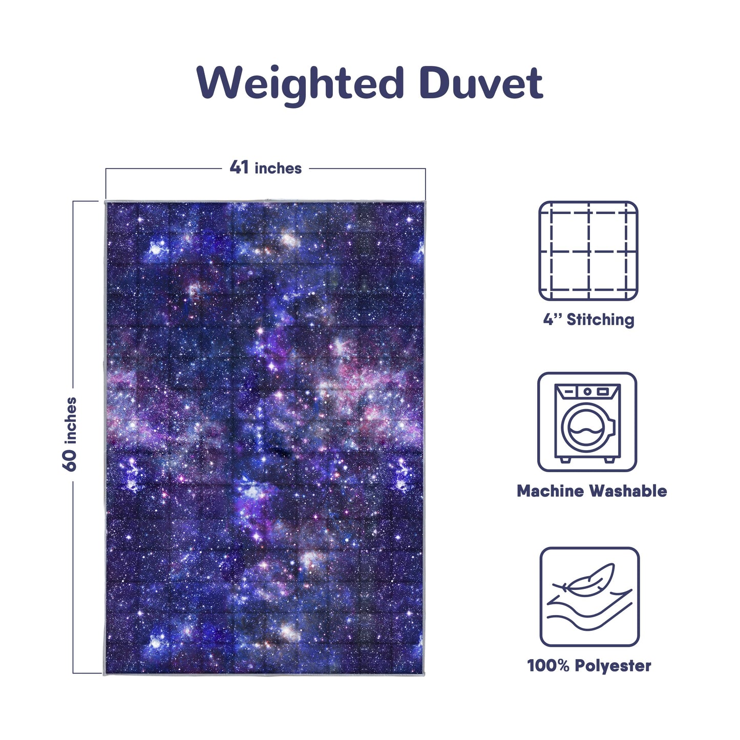 Solfres 3lbs Weighted Blanket, 36 x 48 Inches, Printing Heavy Blanket 3 Pounds for Children and Teens Ultra Soft and Cozy, Stars, Sensory Items, Nebula Galaxy