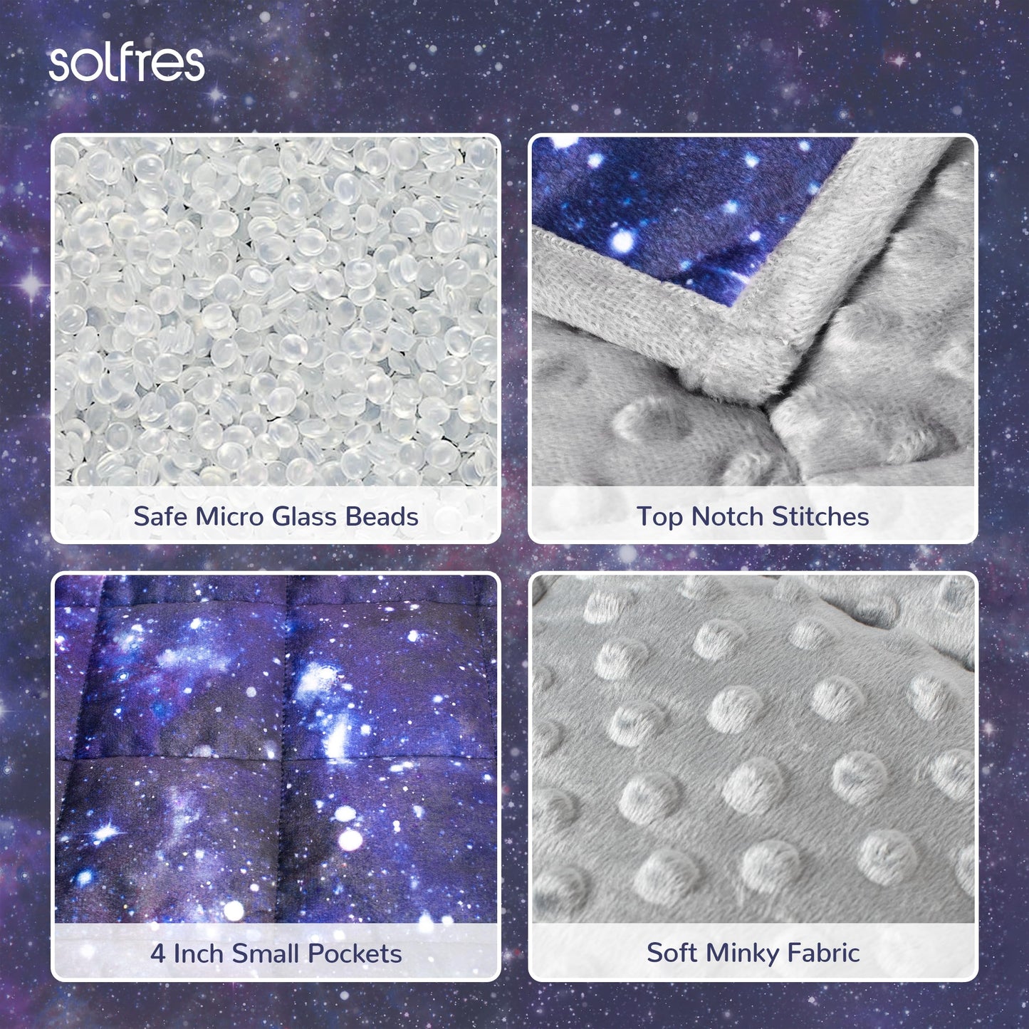 Solfres 3lbs Weighted Blanket, 36 x 48 Inches, Printing Heavy Blanket 3 Pounds for Children and Teens Ultra Soft and Cozy, Stars, Sensory Items, Nebula Galaxy