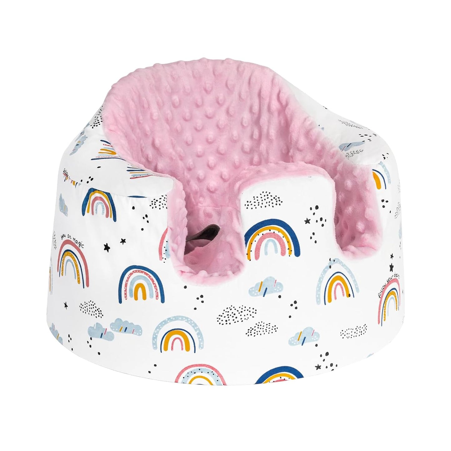 Solfres Seat Cover, Compatible with Bumbo Seat (Original), Ultra Soft and Cozy Fabric Seat Cover, Washable Bumbo Seat Protector, Cartoon Rainbow