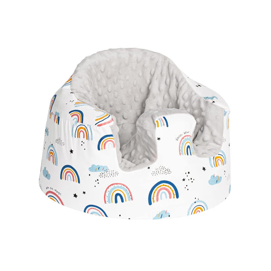 Solfres Seat Cover, Compatible with Bumbo Seat (Original), Ultra Soft and Cozy Fabric Seat Cover, Washable Bumbo Seat Protector, Cartoon Rainbow